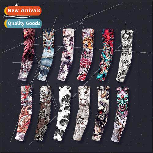 Summer Ice lk Tattoo Sleeve Cover Men Outdoor Sunscreen Trac