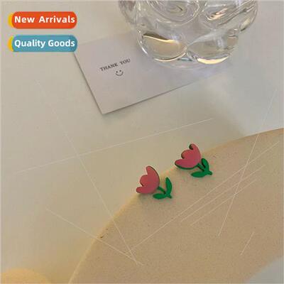 S925 silver needle Korea cute tulip earrings female fashion