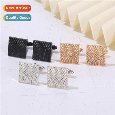 Square Polished Engraved Floral Striped Cufflinks Shirt Cuff