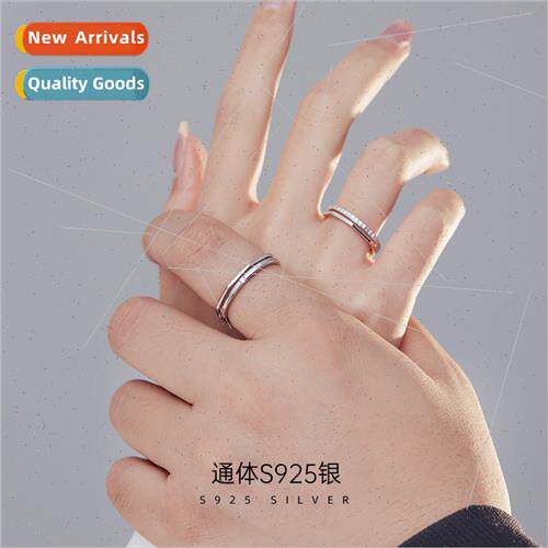 S925 lver Minimalist Geometric Couple Rings Men Women Pair R