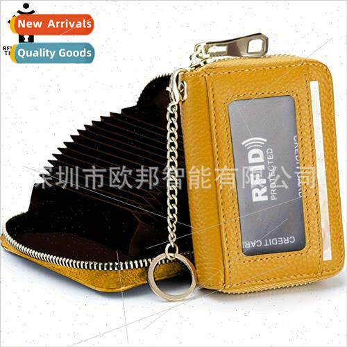 Card Bag rfid Organ Zipper Bank Card Case Key Case Leather M