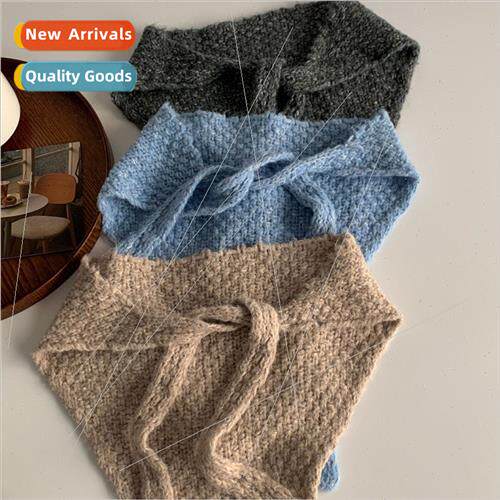 Korea niche design triangle scarf solid color knted head sca
