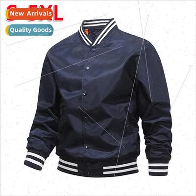 Row buckle baseball cotton jacket men fall winter pilot jack