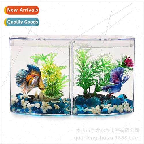 Double compartments fighting fish box rhombus wh holes high