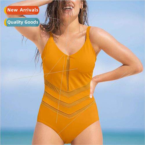 New Bikini Mesh Splicing One-piece Swimsu Women Backless Sex
