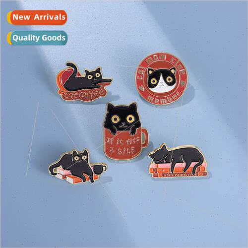 Cute cartoon cat coffee cup series animal badge bag decorati