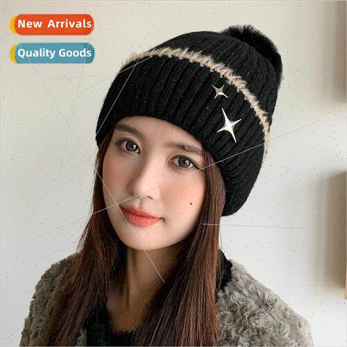 2023 new winter wool cap female five stars star label wool b