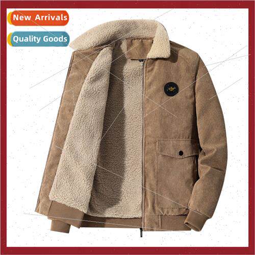 Corduroy jacket men 2023 fall winter padded thickened workwe