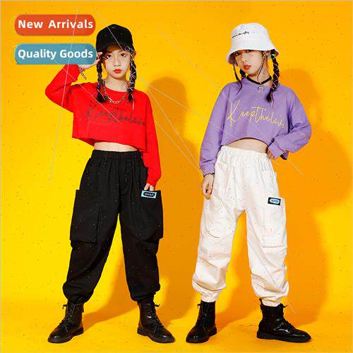Girls jazz hiphop set dance tide clothing children navel exp