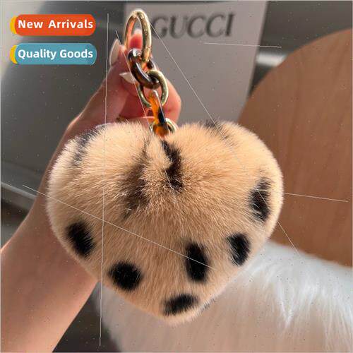 Otter rabb fur ball keychain heart-shaped bag charm high-gra