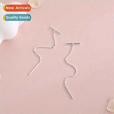 925 silver Koreasimple T-shaped ear wires niche ins cold win