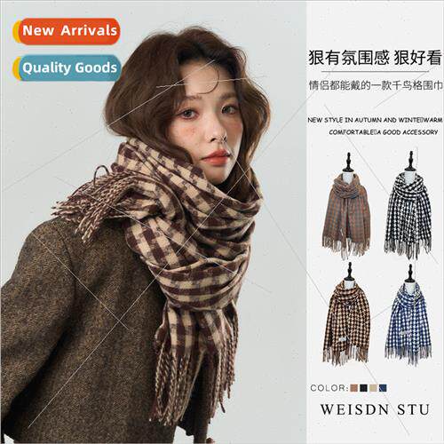 Retro new birds check scarf men women unisex hundred wh tass