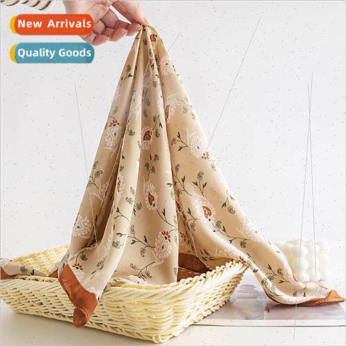 Rustic floral small square scarf small fresh spring professi
