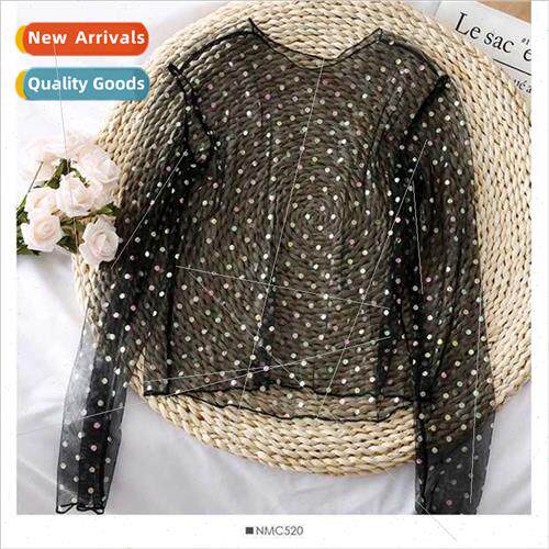 Children mesh dress Teenage girls bottoming shirt Mesh polka