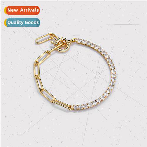 S925 silver bracelet ins niche Europe cold wind retro zircon