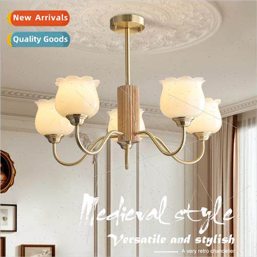 French cream wind multi-head bell orchid flower lamp living
