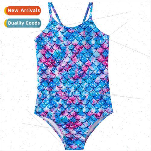 Mermaid swimsu children one-piece swimsu 3d fish scale femal