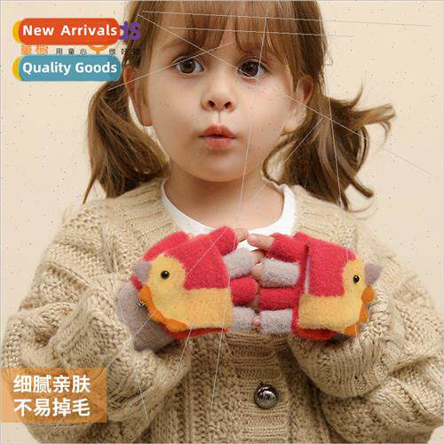 New childrens knted gloves winter outdoor windproof warm cut