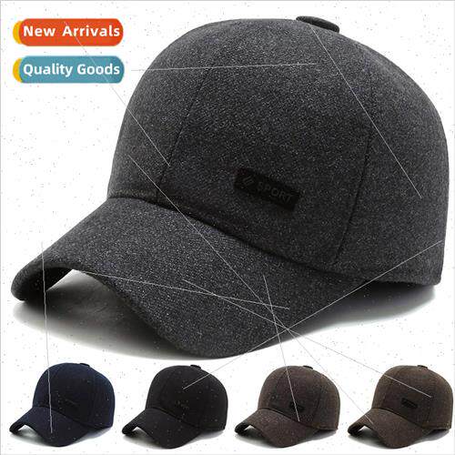 Middle-aged elderly hat men fall winter ear protection duck