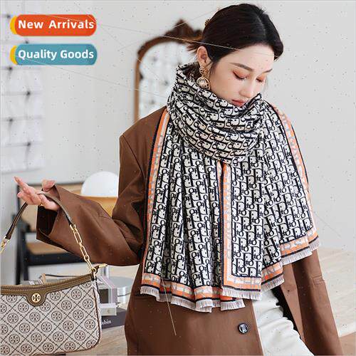 2023 fall winter new letters warm scarf female dual-use faux