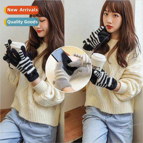 Touch screen gloves winter new cute cartoon warm college stu