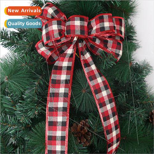 New Large Plaid Bow Hanging Decoration Christmas Tree  Box D