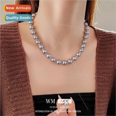 French vintage simple splicing pearl necklace fashion collar