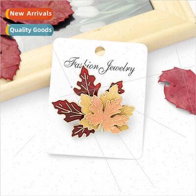 Korea  nd retro maple alloy brooch oil drop baking paint tem