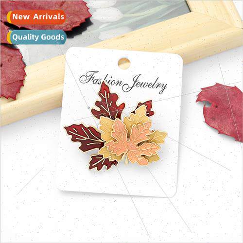 Korea  nd retro maple alloy brooch oil drop baking paint tem