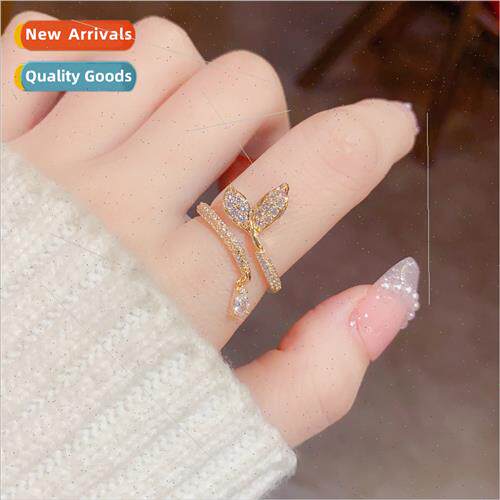 New niche delicate zirconia fish tail ring open ring wh jewe