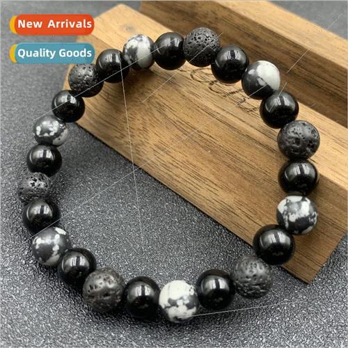 New  volcanic stone snowflake black beads beads bracelet men