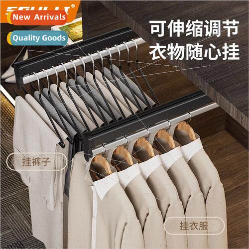 Top-mounted pull-out pants rack telescopic slide rail track