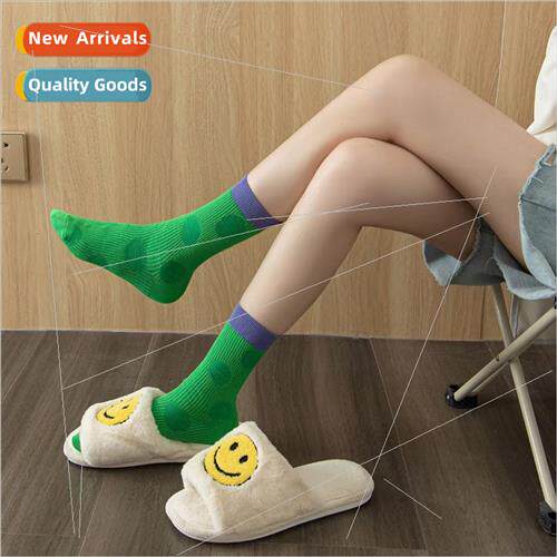 Korea dopamine fall retro nd socks green striped womens sock