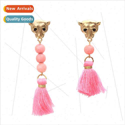 Retro fashion animal cute leopard head earrings zinc alloy t