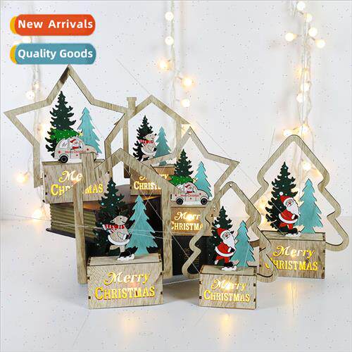 Christmas decorations wooden Christmas e LED light-emting ca