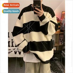 round neck sweater Autumn new striped men Japa winter