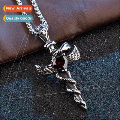 Vintage Angel Sword Necklace Men  Sweater Chain Anti Thai lv