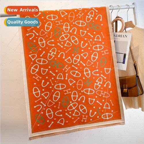 New women scarves fall winter letters jacquard scarf thicken
