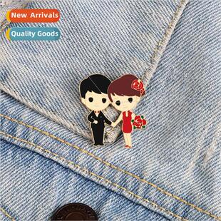 Newlywed wedding cartoon doll image modeling brooch bride gr