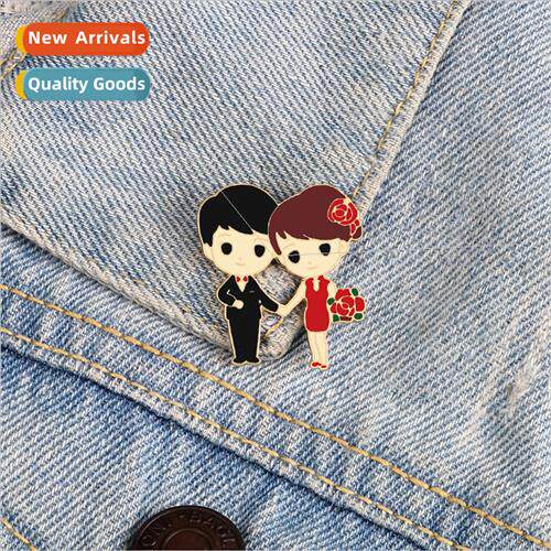 Newlywed wedding cartoon doll image modeling brooch bride gr