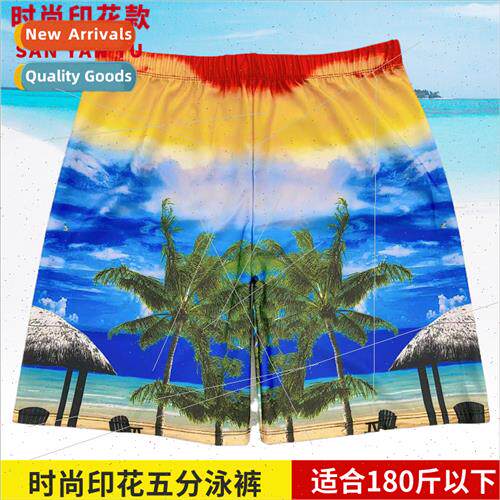Mens fashion printing swim trunks five pants large size flat