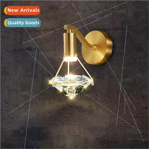 Modern simple copper light luxury crystal bedroom bedside wa