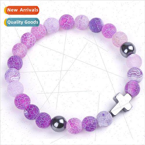 Cross Hemate Spacer Beads Bracelet Natural Stone Weathered A