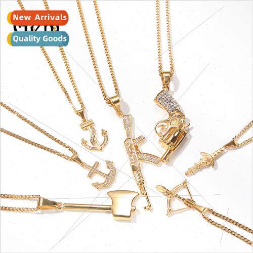 Hip Hop Stainless Steel Anchor Bow Axe Pendant Fashion Vinta