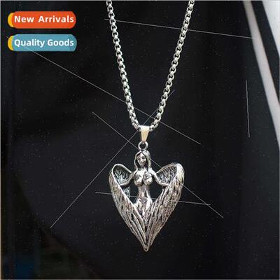 New vintage old embrace angel girl necklace hipster male ear