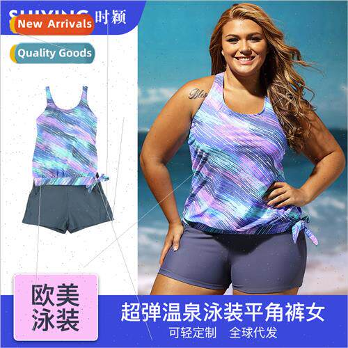 Europe large size spl swimsu female conservative printing sl