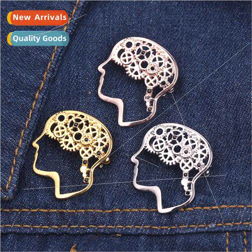 Brooch fashion new personaly retro brain brooch alloy platin - 实物图