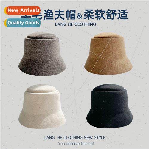 Wool fisherman hat female show face small Japanese fall wint
