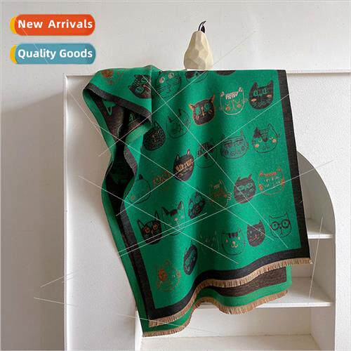 Cute sweet cartoon cashmere scarf female winter Korea  Meow
