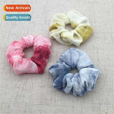 Summer new oil painting tie-dye hair ring refreshing light c